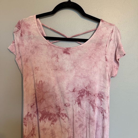 Rolla Coster Pink Tie-Dye Short Sleeve Mini Dress Size Medium - Picture 2 of 7
